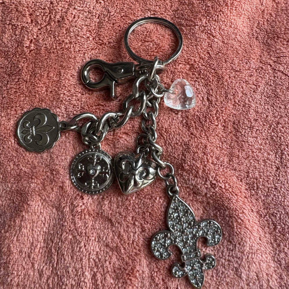 Kathy Van Zeeland Silver Keychain with Charms